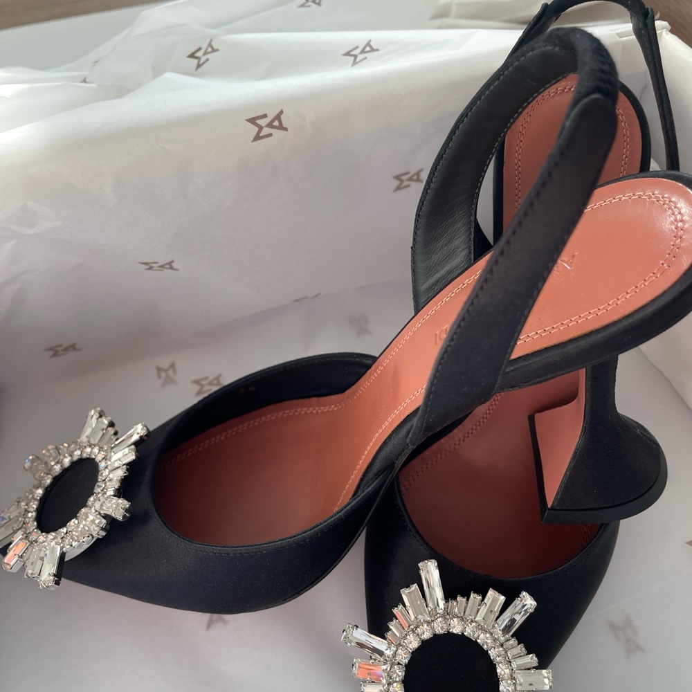 Amina muaddi begum black silk, size 36